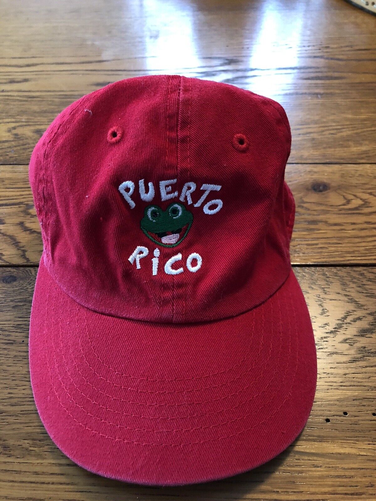 Newhattan Hat With Puerto Rico And Frog Emblem (red).
