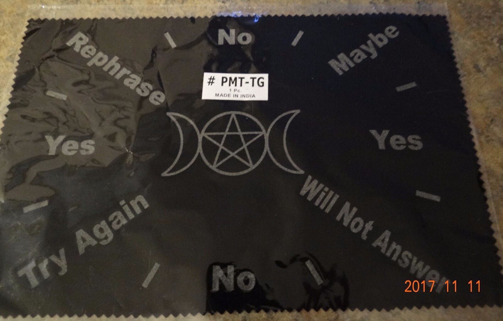 Black Pentagram Moon Pendulum Mat Divination Tarot Psychic Pagan  Cat Rescue