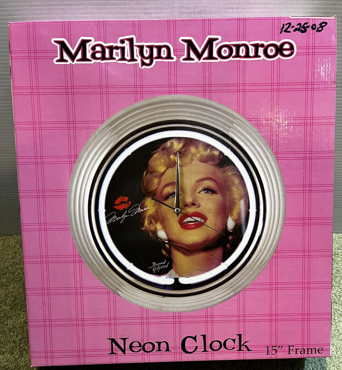 Sealed! Marilyn Monroe Bernard Of Hollywood New 15” Boxed Chrome Neon Wall Clock
