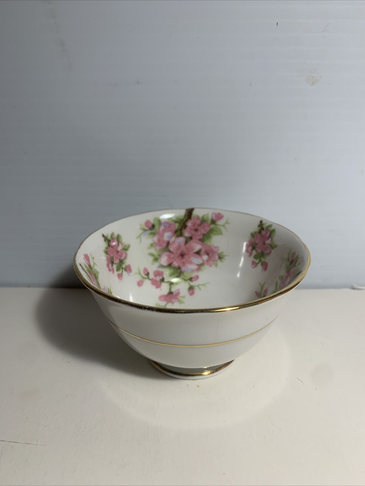Vintage New Chelsea Open Sugar Bowl Pink Flowers Branches Ncl27 Staffs England