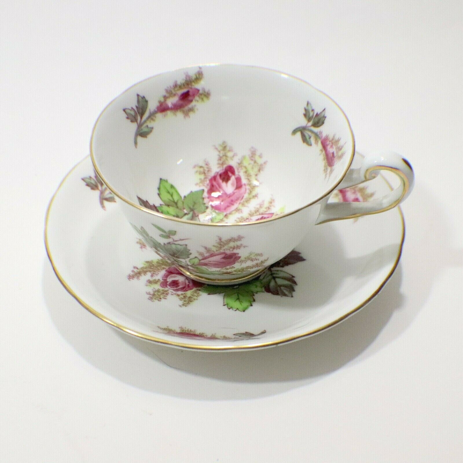 Vintage Bone China Royal Chelsea Tea Cup And Saucer Moss Rose England 1943-1961