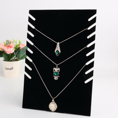 Necklace Jewelry Pendants Chain Display Holder Stand Velvet Organizer Rack Black