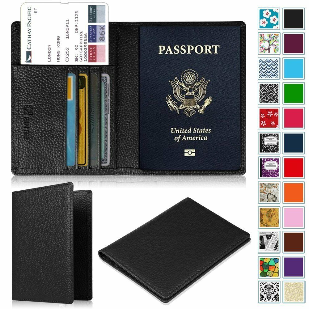 Premium Vegan Leather Passport Holder Travel Wallet Rfid Blocking Case Cover