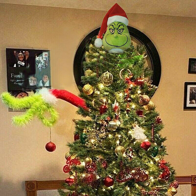 Funny Plush Grinch Head Arm Legs Ornament Holder Christmas Tree Decoration Gift