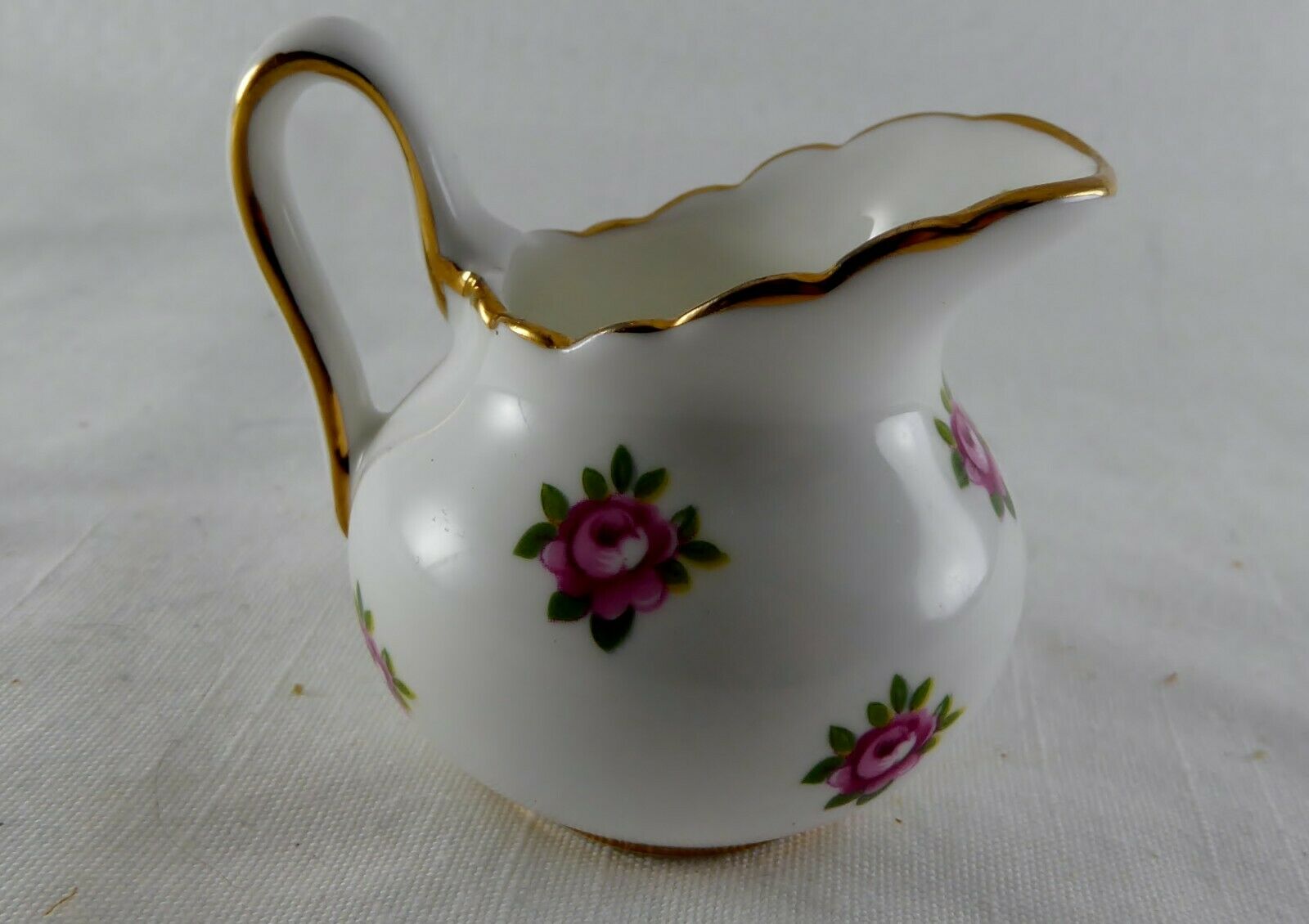 Royal Chelsea England Handpainted Small Creamer Roses Gold Trim