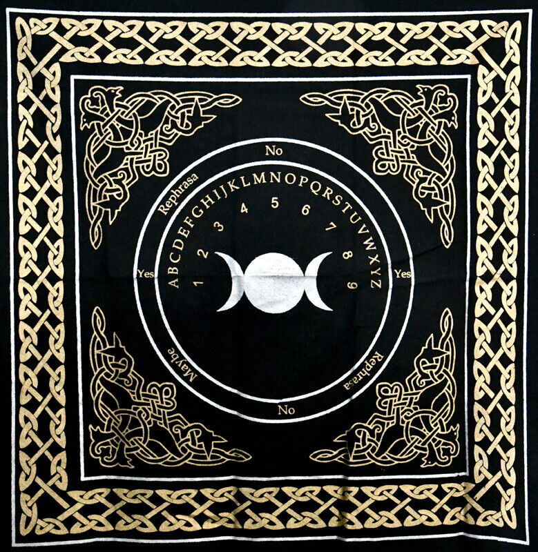 Triple Moon Celtic Knots Pendulum Map Or Ouija Spirit Board 24"x24" Altar Cloth