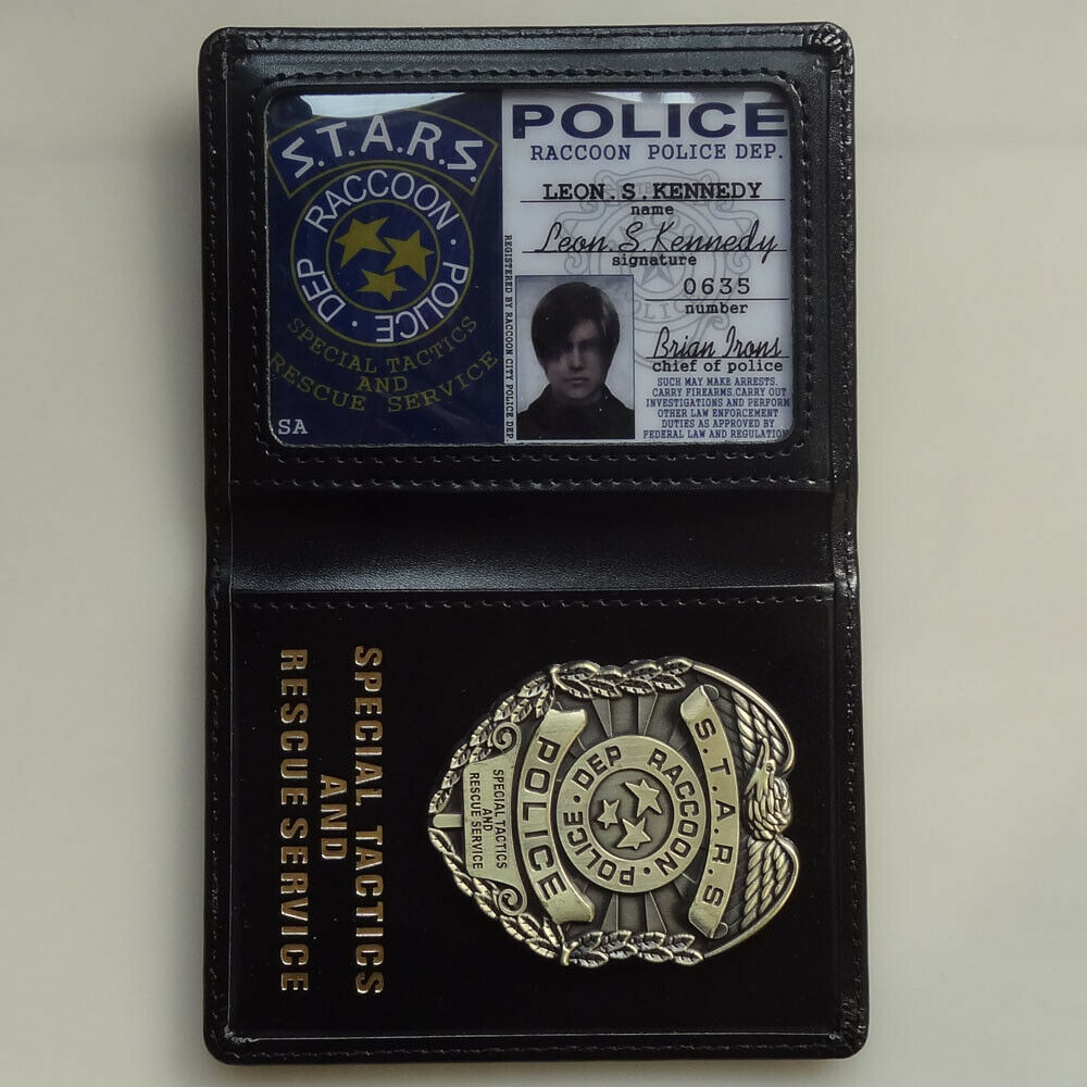 Resident Evil S.t.a.r. Lean Police Metal Badge With Id Wallet Holder Case