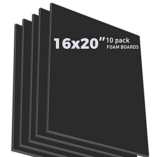 Golden State Art Pack Of 10 3/16" Thick 16x20 Black Foam Boards 16x20 Black